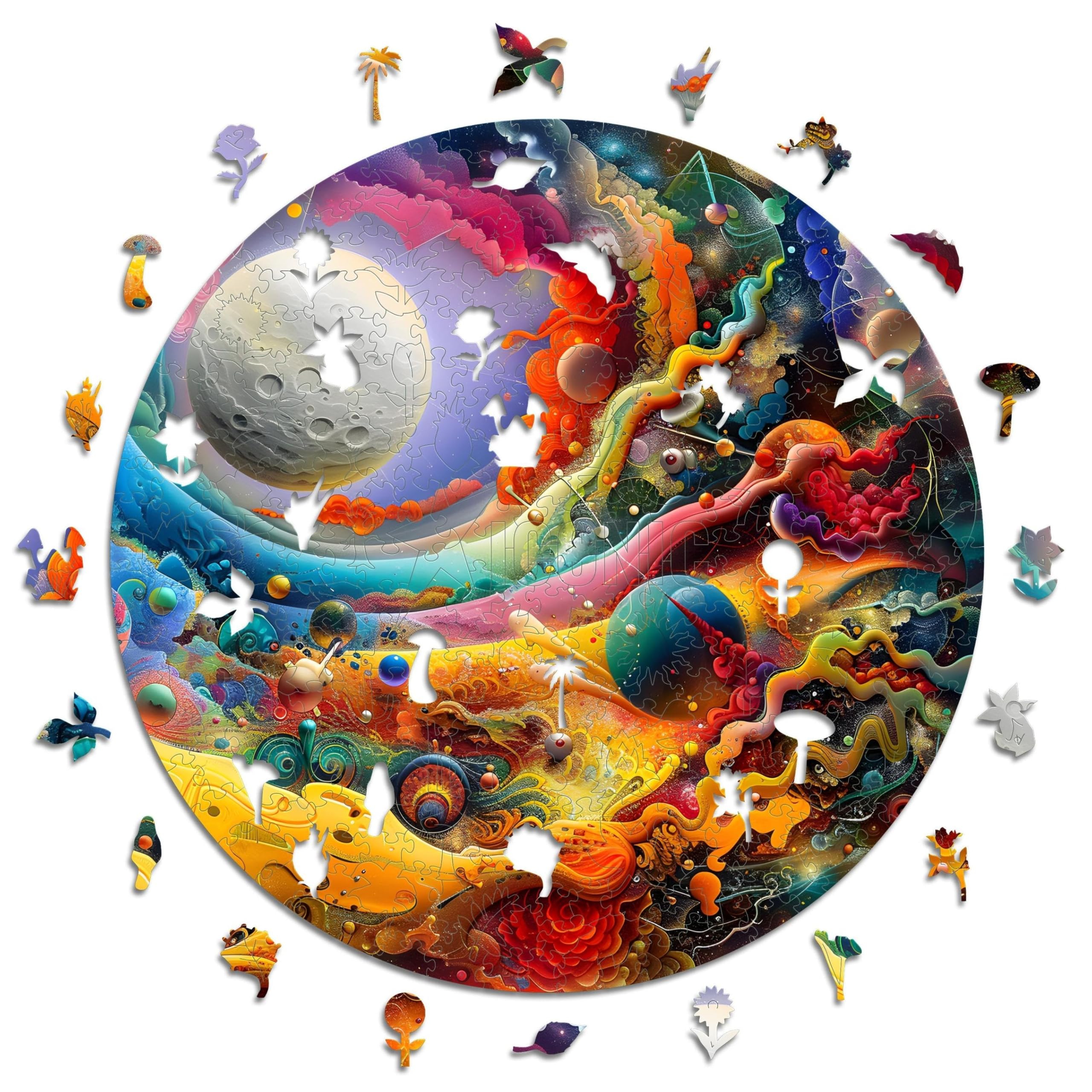 Iconic Puzzles - Powerful Moon, Fantasy, 100% sustainable wooden puzzle, Gifts for Children and Adults, size M, 350 Pieces