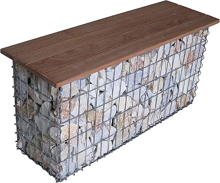 Gabiona Steinkorb Gabione Bank 105 X 50 X 30 Cm Spiralverschluss Galvanisch Verzinkt Maschenweite 5 X 10 Cm Cumaru Amazon De Garten