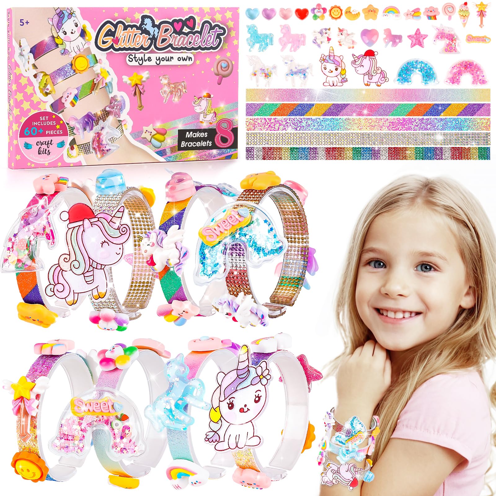 Bracelet Making Kit for Girls - Creative Craft Kits for Kids Ages 5-12, Unicorn Gifts for Girls Birthday Present for 5 6 7 8 Year Old Girl, Fun Jewellery Making Kit, Ideal Girl Toys for Ages 5-12 — image 1