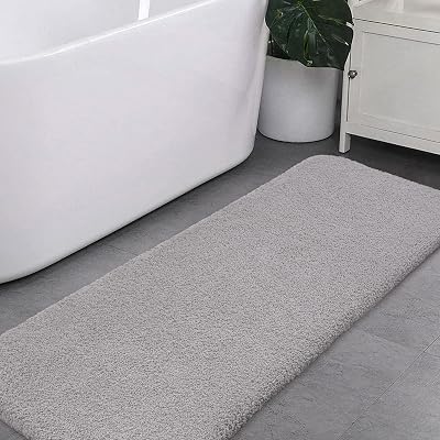 Non Slip Bath Mat Extra Large 50x122cm Light Gray