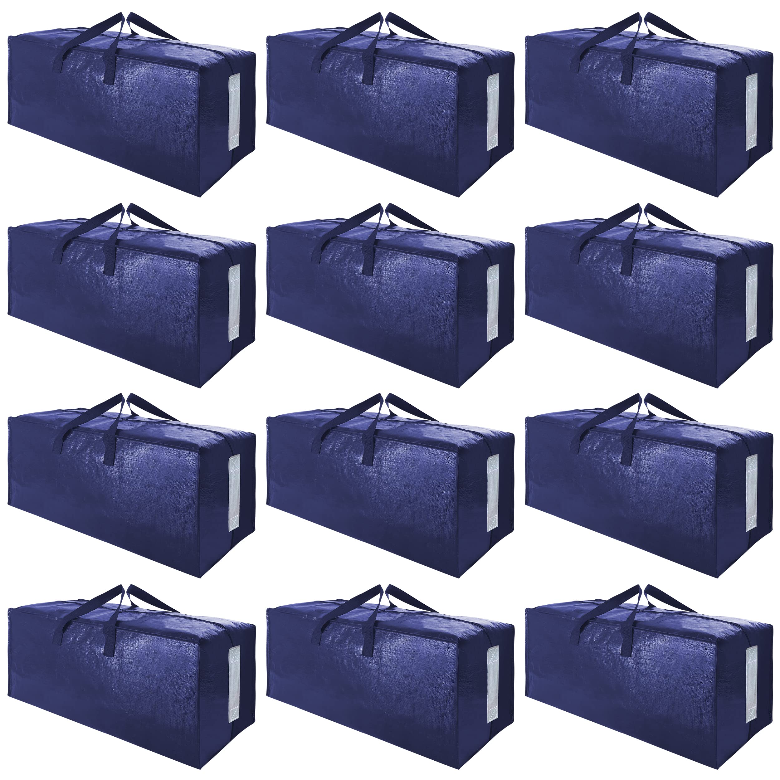Photo 1 of SWEET DOLPHIN 12 Pack Extra Large Moving Bags with Strong Zippers & Carrying Handles, Heavy Duty Storage Tote for Space Saving Moving Storage, Fold Flat, Alternative to Moving Box (Navy Blue)