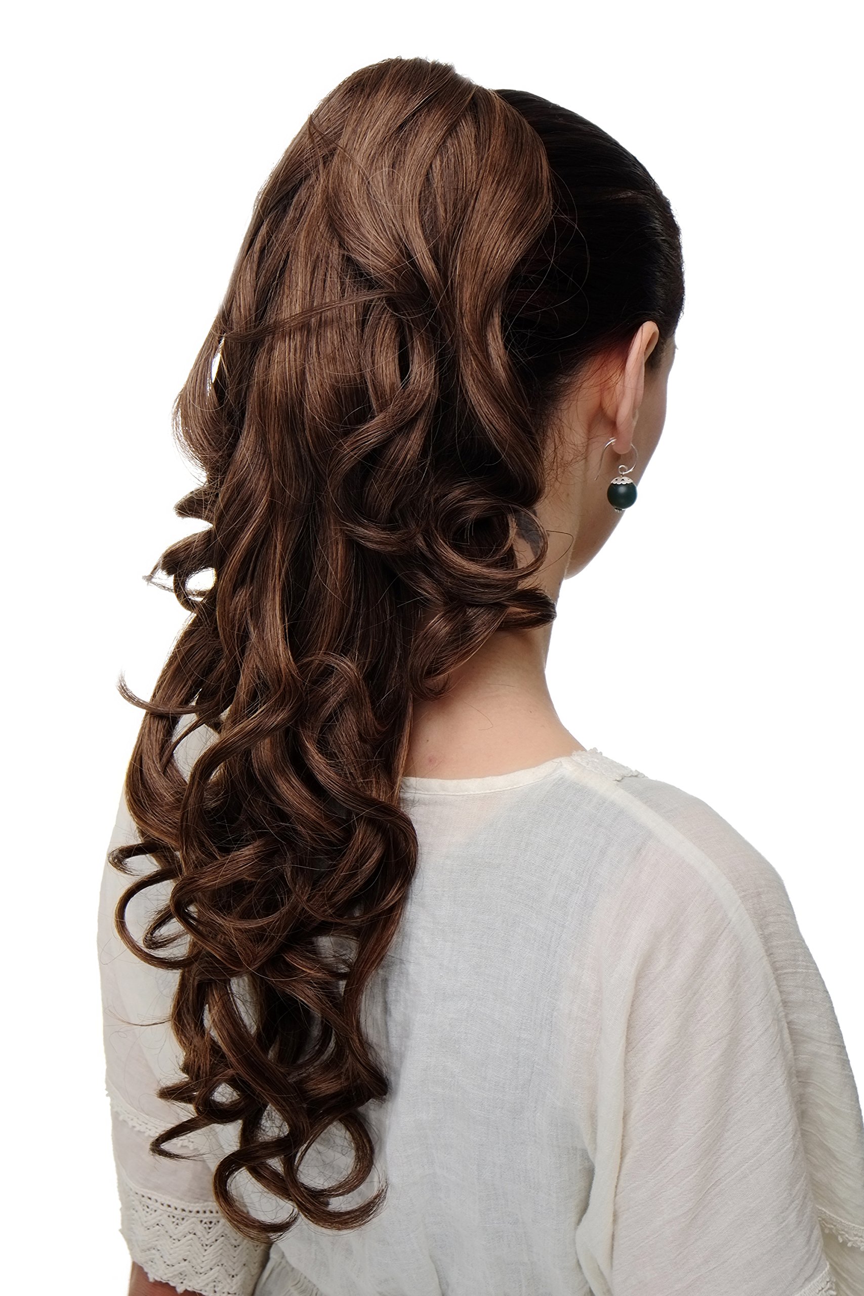 WIG ME UP SA09-5/114 Hairpiece ponytail extension very long BEAUTIFUL wavy slightly curly curls mixed brown 20inch
