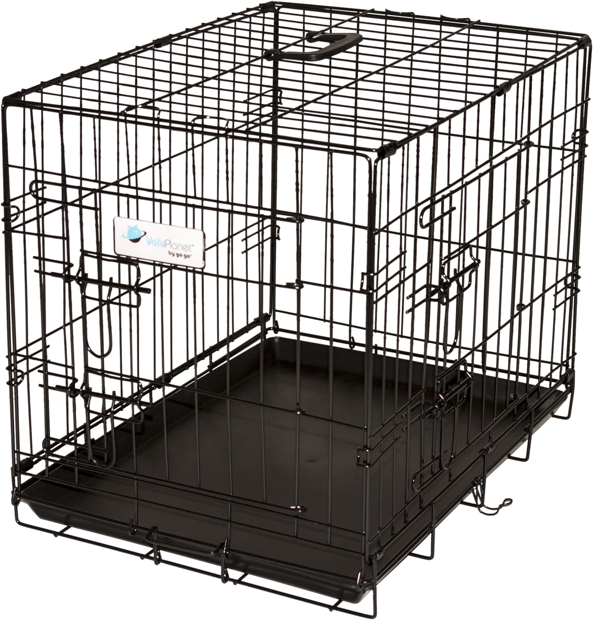 ValuPlanet Epoxy 2-Door Dog Crate, Black