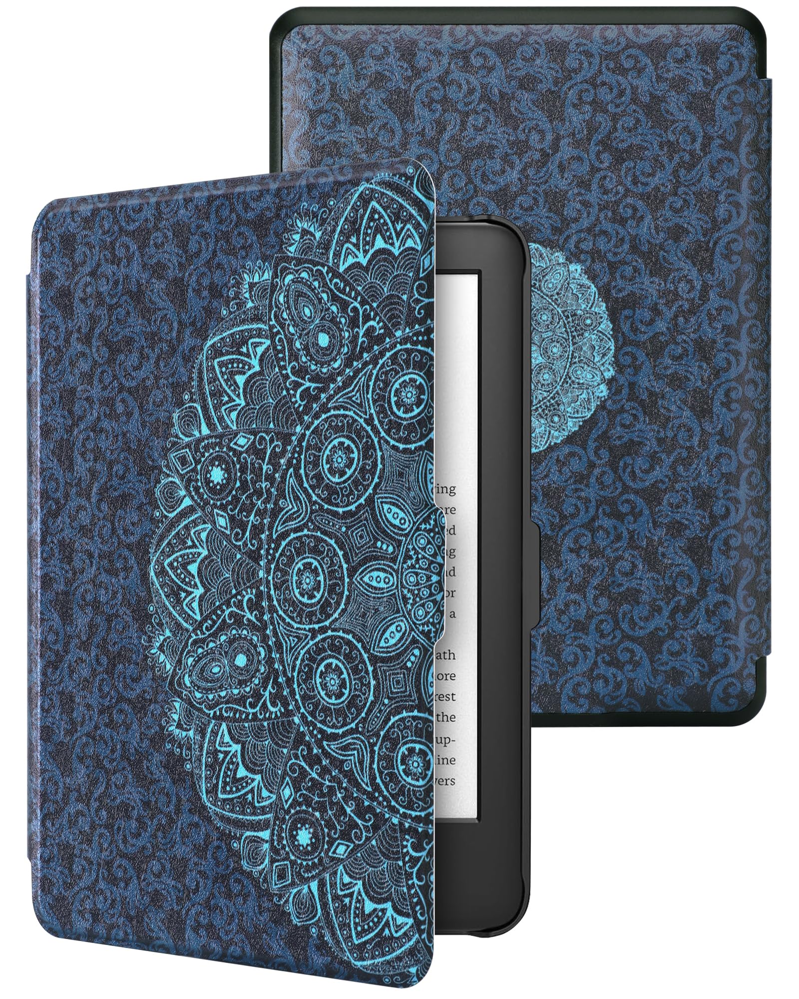 WALNEW Case for Kindle Paperwhite Prior to 2018(Model No.EY21 or DP75SDI) - PU Leather Case Smart Protective Cover Only Fits Old Generation Kindle Paperwhite Prior to 2018, Blue Flower