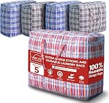 VIROSA Extra Large Laundry Bags Pack of 5 80x60x30cm Red Black Blue Durable