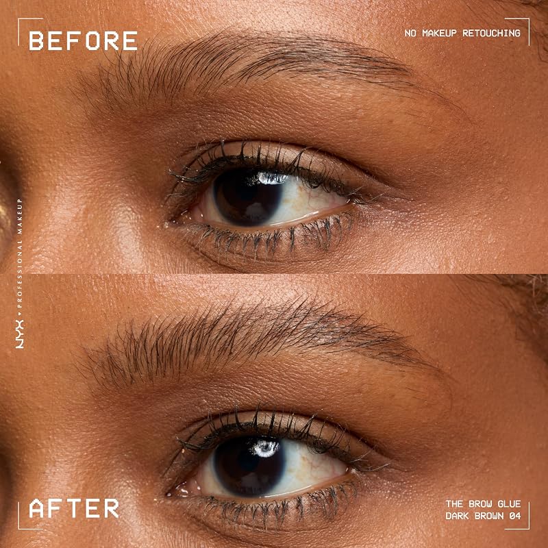 Colle Fixatrice à Sourcils Teintée, Tenue 16H, Formule Vegan, Fini Naturel, Applicateur Goupillon, The Brow Glue, Teinte : Dark Brown (04)