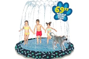 SplashEZ Non Slip Splash Pad for Kids & Dogs, 69’’ Extra Large Splash Pad Sprinkler for Kids, Dog Water Summer Toys - Great Outdoor Toys for Toddlers 1-3 & Children Ages 4-8, Baby Pool for Backyard