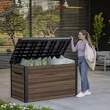 Keter Signature Ontario 870L Outdoor Storage Box Rosewood with Hydraulic Lid view 2