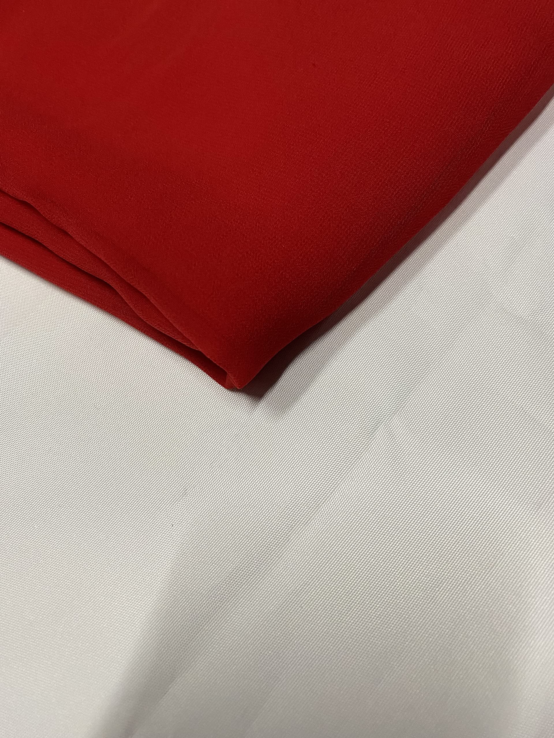 New Chiffon Sheer Fabric Plain Crepe Polyester Woven Dress Wedding Arch Material 44''-112cm (Red, 2 Meter) — image 1