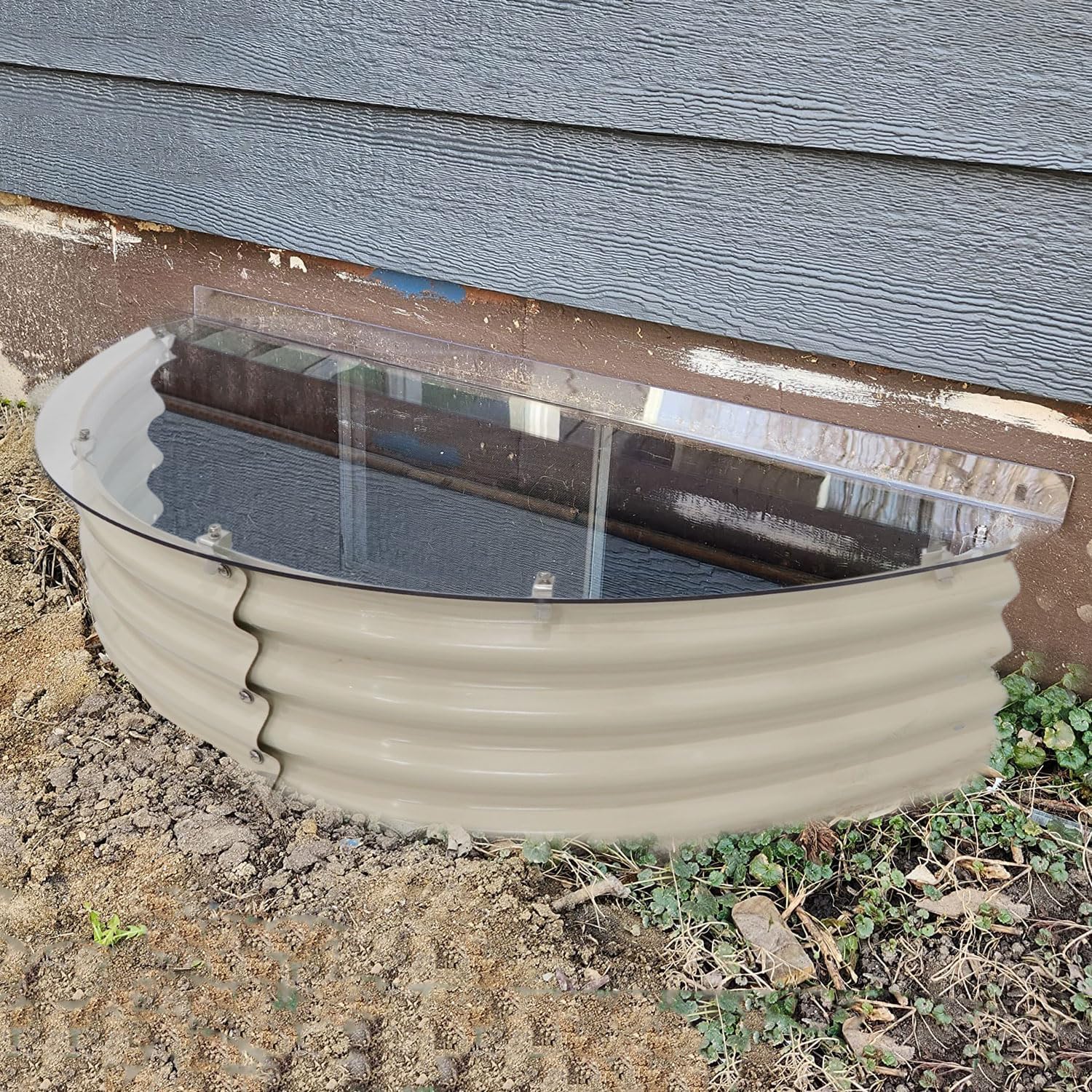 Photo 1 of Garvin Basement Window Well Covers, Egress Window Well Cover Outside, Upgraded Heavy Duty Plastic, UV Resistant, Tear-Resistant, Windproof, Waterproof/Only Cover/ (43" L X 19" W)