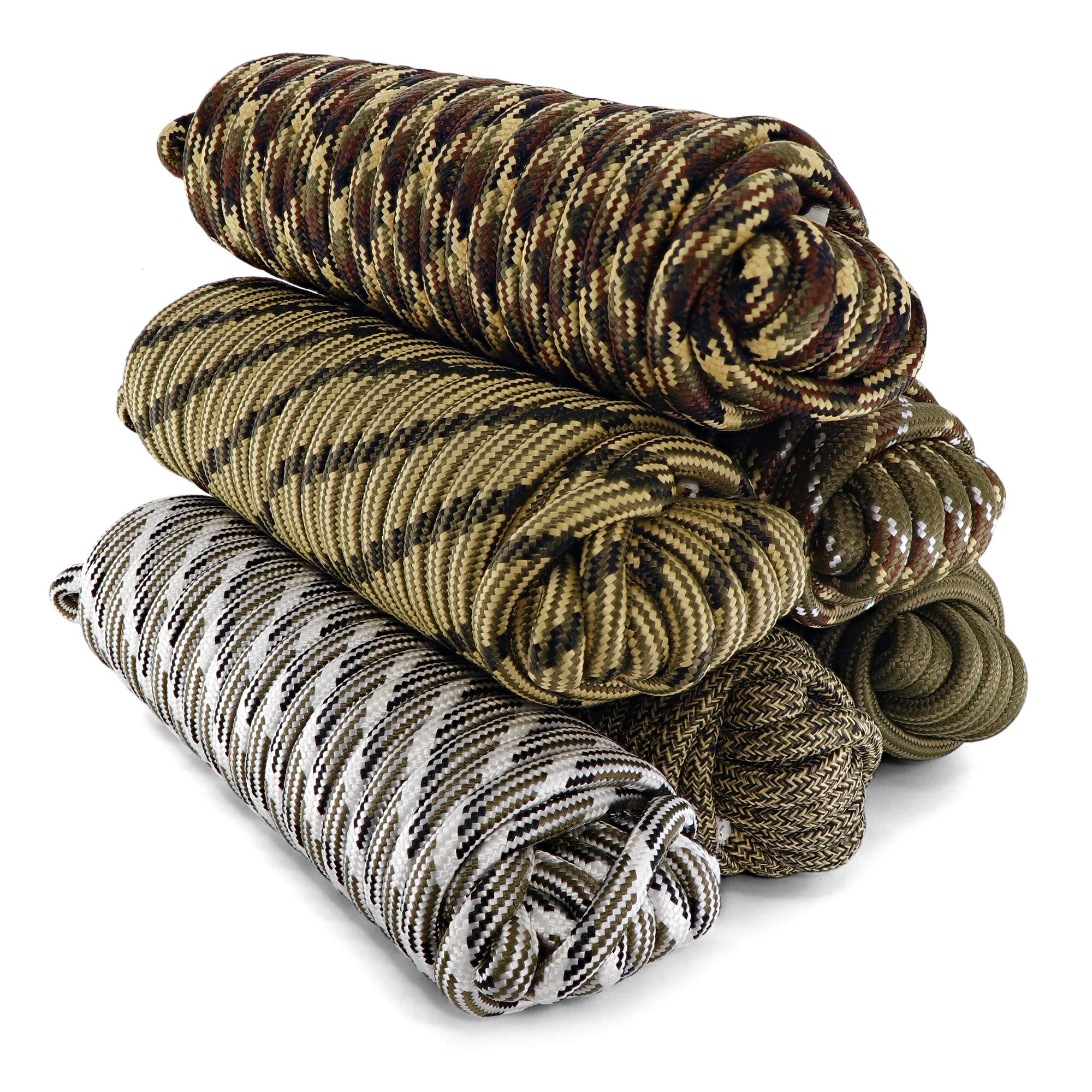 Camouflage Braided Rope 1/2 Inch All Purpose Utility Cord Lightweight Strong Versatile Minimal Stretch Strand Excellent Knot Retention Perfect for Hunting, Camping, Fishing (Random Color)- by Pildex