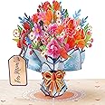 Paper Love 3D Flower Bouquet Pop Up Mothers Day Card, For Mom, Wife - 5" x 7" Cover - Includes Envelope and Note Tag