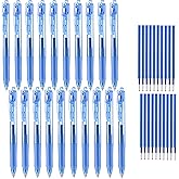 Aozora Blue Gel Pens Fine Point Smooth Writing Pen 40 Pack Retractable Blue Gel Ink Pen with Soft Grip 0.5mm Quick Dry Office School Supplies(20 Pens with 20 Refills)