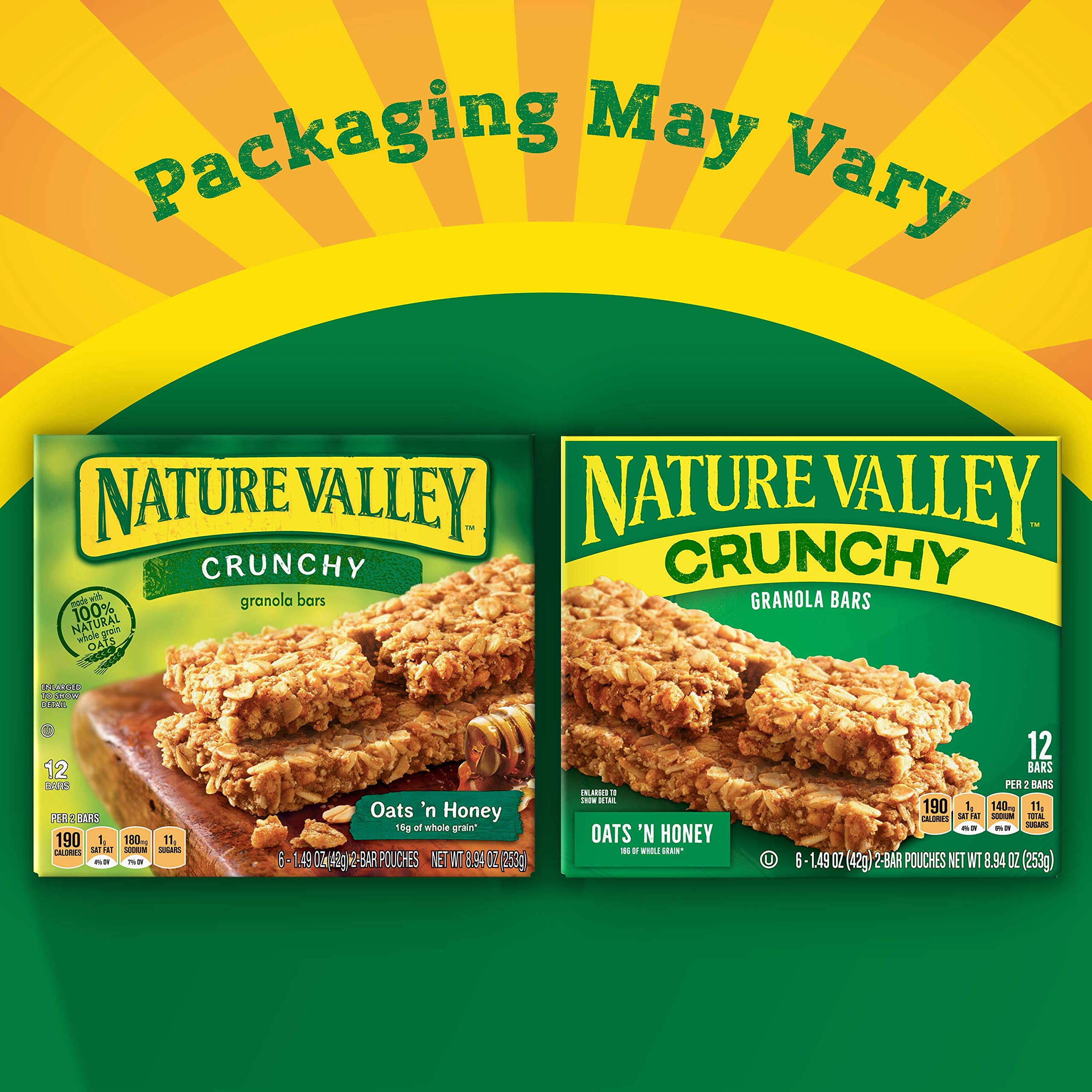 Nature Valley Crunchy Granola Bar Oats 'n Honey 12 ct Bars,8.94 Ounce
