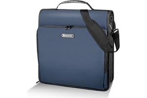 Zzrywuty Zipper Binder, 3 Inch 3-Ring Binder with Zipper, Expanding Folders and Shoulder Straps & Handles, 3" O-Rings with Multiple Pockets（for 13" MacBook and Tablet） for Middle School- Blue