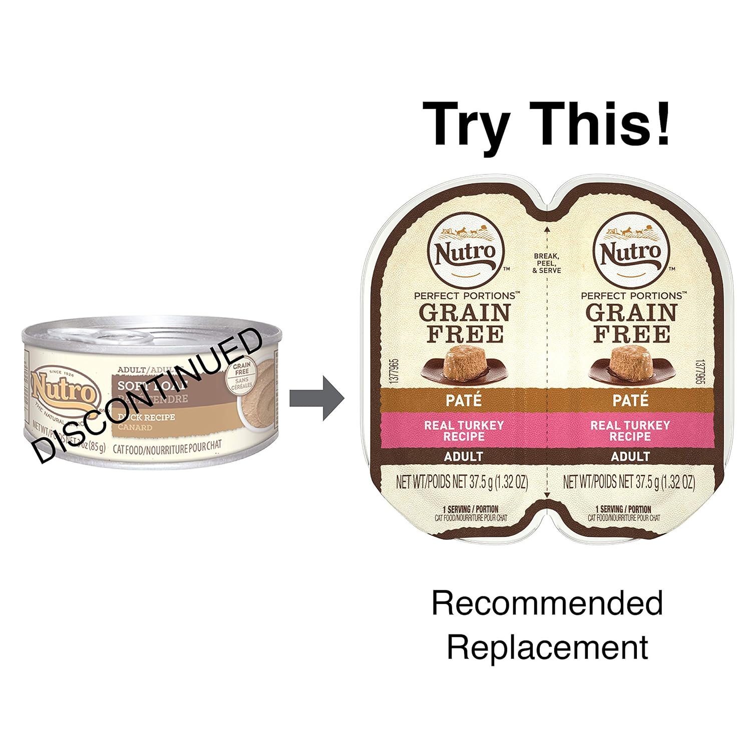 Nutro Adult Wet Cat Food Soft Loaf Duck 3 oz. (Pack of 24) Free