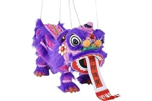 Mandala Crafts Hand String Puppet with Rod, Chinese Marionette Lion Toy (Purple)