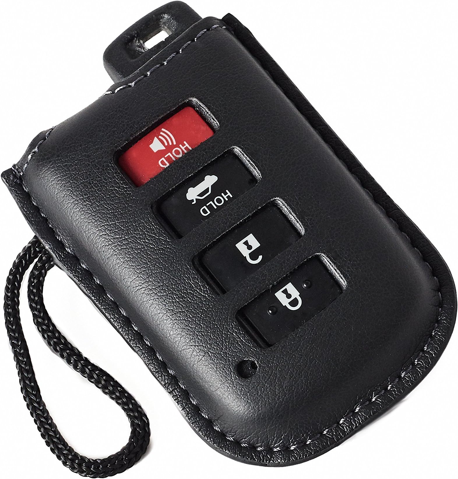 TOYOTA Premium Luxury Smart Key Fob Cover (Black), Soft Faux Leather, For 4-Button Remote Fits Avalon (2013-18) Camry (2012-17) Corolla (2014-18) Highlander (2014-18) RAV4 (2013-18), 1pc