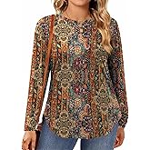 IN'VOLAND Womens Plus Size Long Sleeve Shirts Crewneck Side Split Tunic Tops Basic Loose Fit Tee Tops 2025