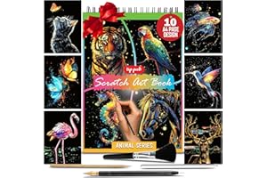 TIP PERK Animals Scratch Art Book for Adults - Colorful Animal Series Scratch Art | Scratch Painting Foil Art for Adults | Scratch and Sketch Animal Series Books | Foil Engraving Scratch Art (Animal Series)
