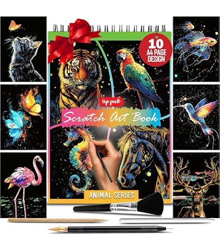 Scratch Art Paper 36 Scratch Art Sheets With Styluses - Gold & Silver ...