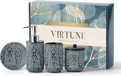 Amazon.com: VIRTUNE Premium Navy Blue Bathroom Accessory Set. Home and ...