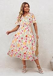 Hanna Nikole Plus Size Smocked Dress Short Sleeve