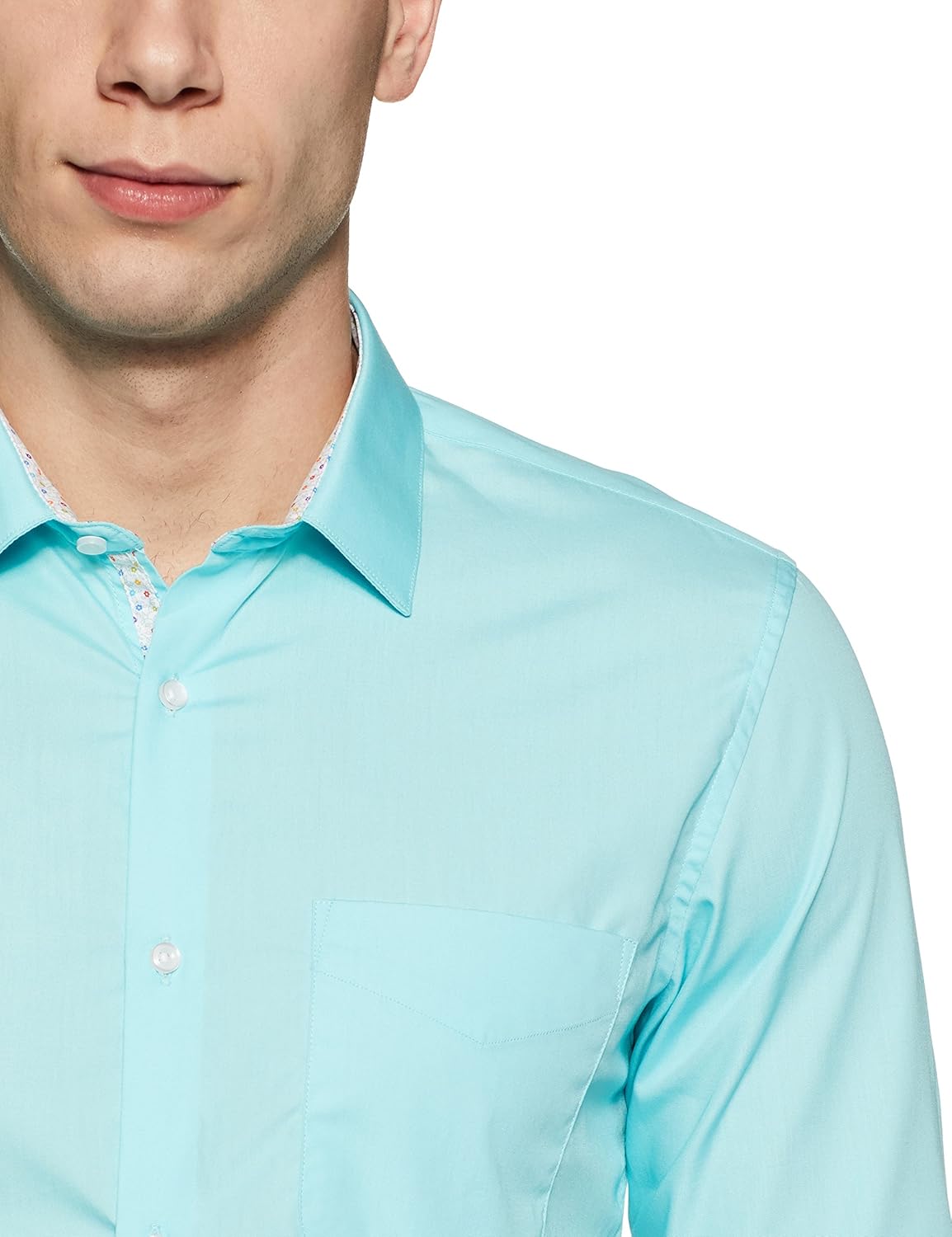 peter england men's solid slim fit formal shirt