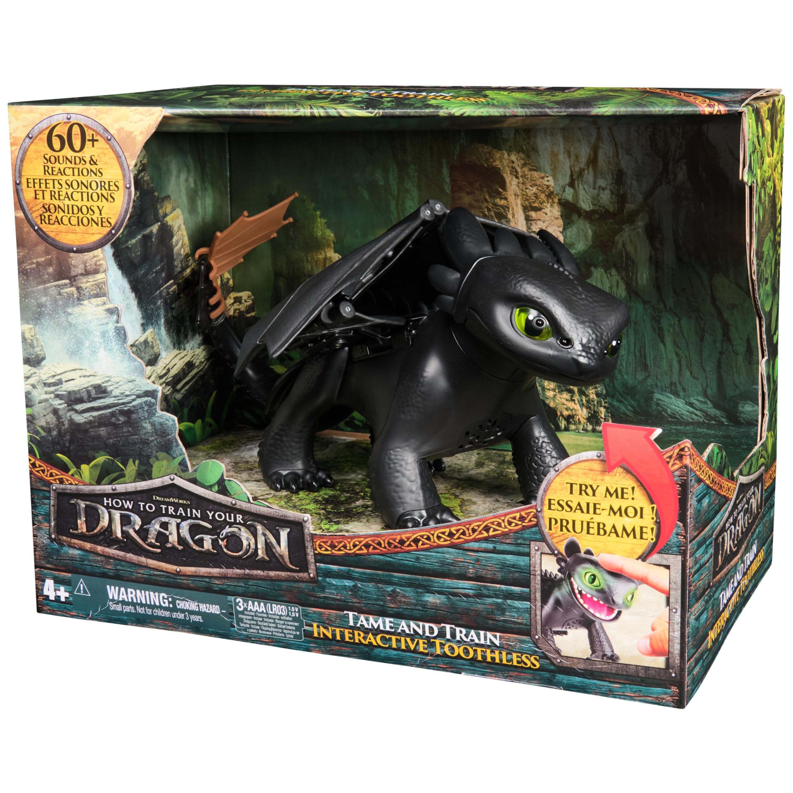 Dreamworks Dragons How to Train Your Dragon, Tame & Train Interactive Toothless with 60 Sounds & Reactions, Kids Toys for Boys & Girls Ages 4 & up