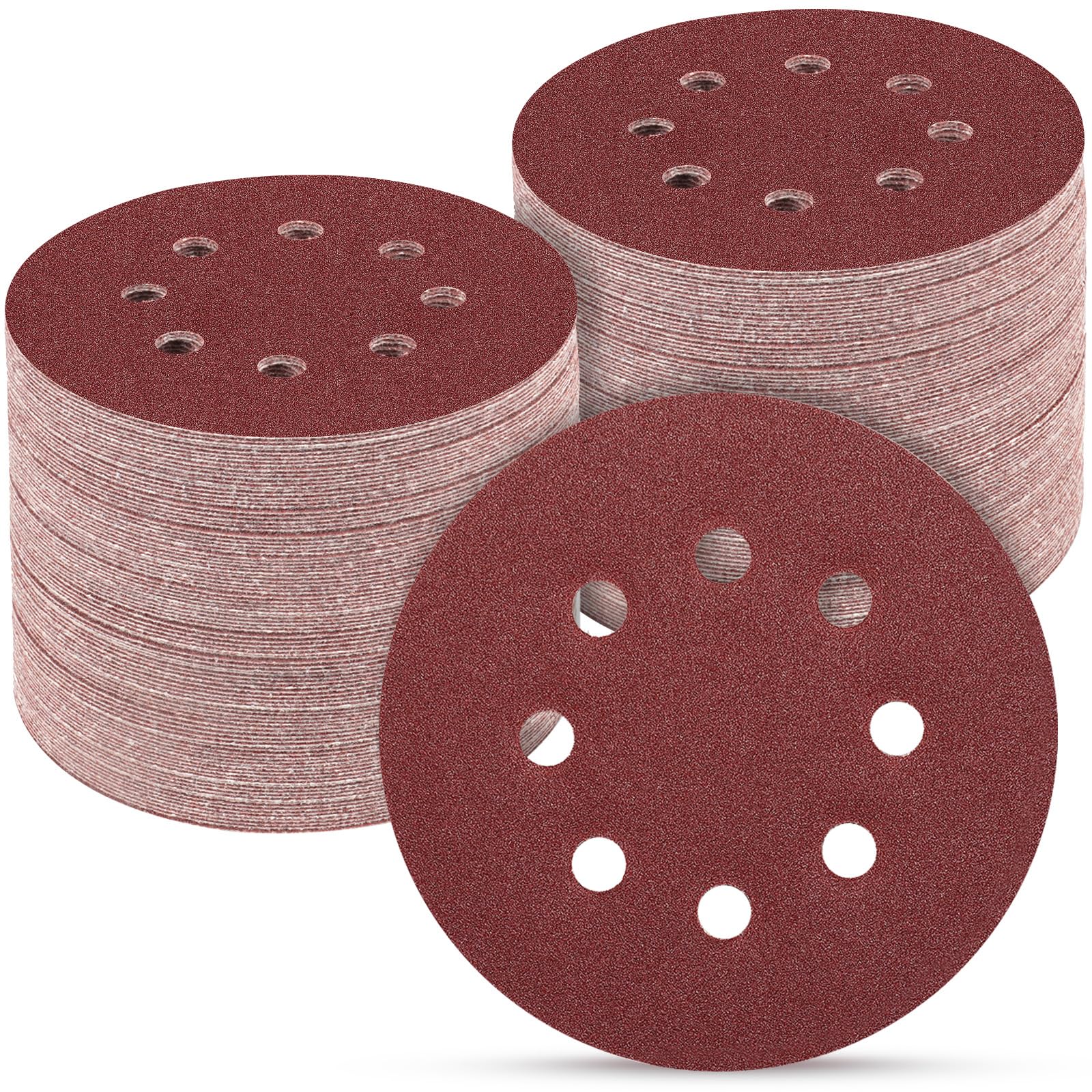 Photo 1 of POTUINOM 100 PCS 5 Inch Sanding Discs 150 Grit, Round Hook and Loop Sandpaper for Random Orbital Sander