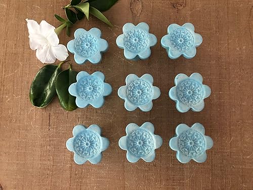 Amazon Com Matte Glazed Robins Egg Blue Flower Knobs Drawer