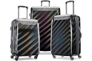 American Tourister Moonlight Hardside Expandable Luggage with Spinner Wheels, Iridescent Black, 3-Piece Set (21/24/28)
