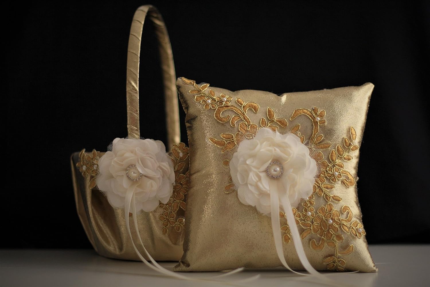 gold flower girl baskets