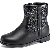 Harvest Land Girl Boots Kids Ankle Boots Warm Side Zipper Low Heel Short Booties Winter Anti-Slip Outdoor Shoes for Little Kids/Big Kids