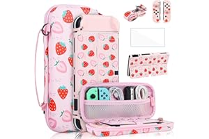 FANPL Pink Strawberry Carry Case for Nintendo Switch OLED