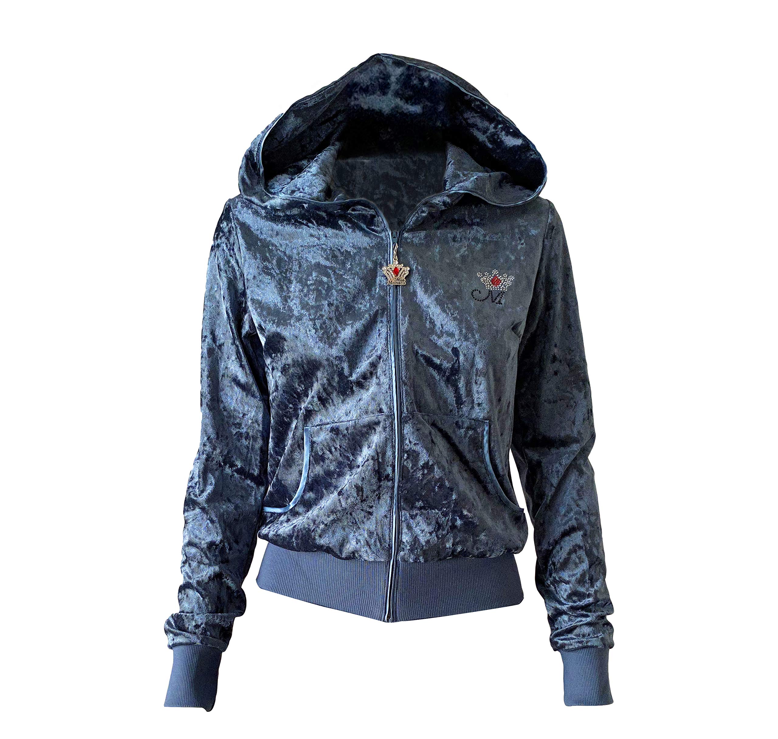 Miss Monaco Jacket Long Sleeve Zipper Casual Outwear Fashion Hooded with Two Side Pockets