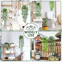 Artificial Hanging Plants for Shelf, 4 Pack Fake