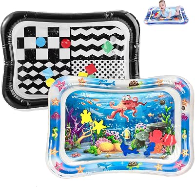 PandaEar 2 Pack Tummy Time Water Mat for Babies Toddlers Inflatable