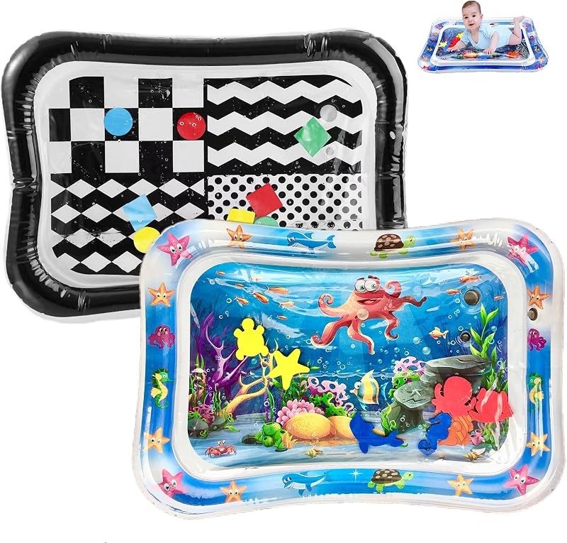 PandaEar 2 Pack Tummy Time Water Mat for Babies Toddlers Inflatable
