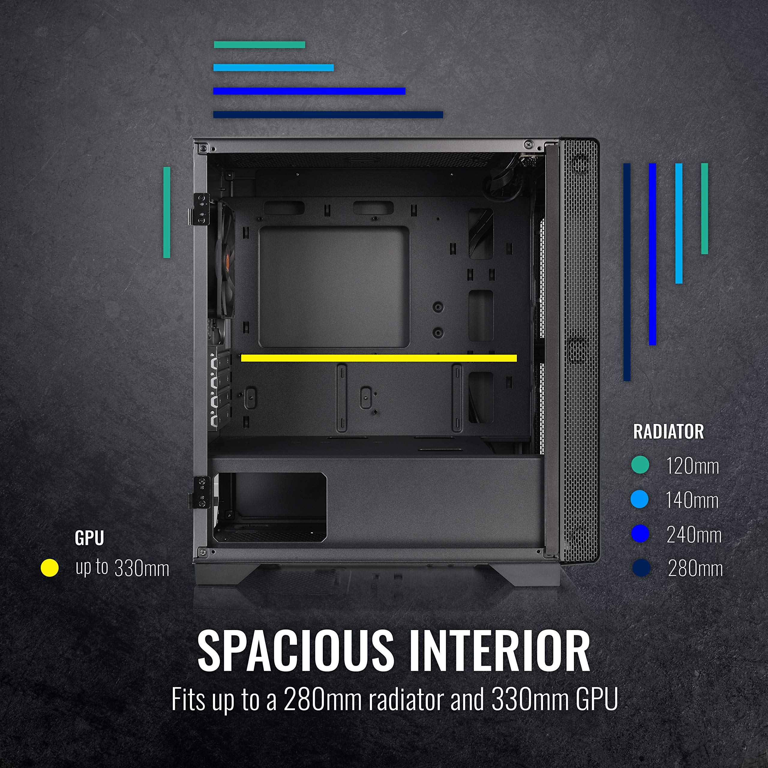 Thermaltake CA-1Q9-00S1WN-00 S100 Tempered Glass Black Edition Micro-ATX Mini-Tower Computer Case with 120mm Rear Fan Pre-Installed