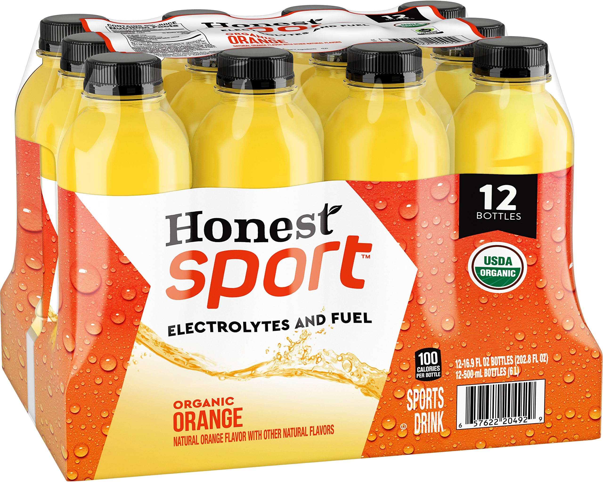 Honest Sport Drinks Organic Orange, 16.9 fl oz, 12 Pack