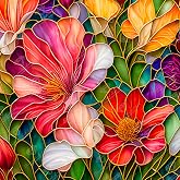 DIAMOND ART CLUB Stained Glass Flower Diamond Art Kits for Adults | Premium Diamond Painting Kit, Fun DIY Crafts for Adults, Round Diamond Art Canvas, 13" x 13" (32.8 x 32.8 cm)