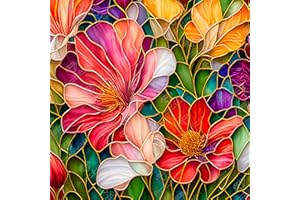 DIAMOND ART CLUB Stained Glass Flower Diamond Painting Kit, Fun DIY Crafts for Adults, Round Diamond Art Canvas, 13" x 13"
