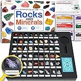 PIBEX Rock Collection Starter Kit - 54 Pcs Assorted Gemstones, Crystals, Rocks & Minerals, with Learning Book & ID Cards, Earth Science Kit Toy, A Geology Gift for Kids & Adults Ages 8+