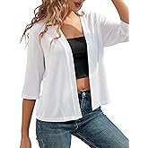 BENANCY Women 3/4 Sleeves Bolero Shrugs Open Front Lightweight Cardigan