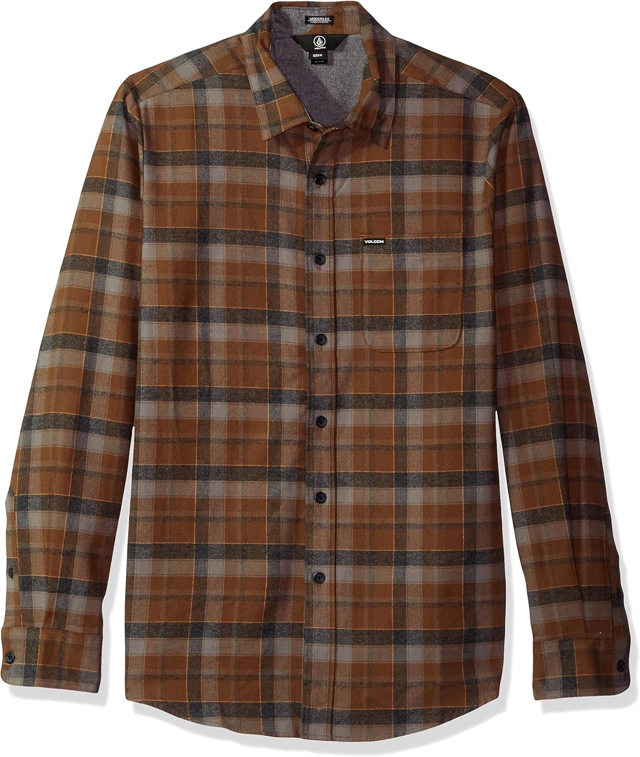 Men's Caden Classic Flannel Long Sleeve Shirt, Mud, XS Amazon