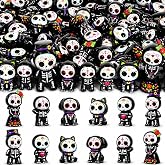 Kanmeii 30PCS Halloween Mini Resin Sugar Skull Figurines | Halloween Decor Mini Skull Statues For Home Desk Table Cabinet Party Favor Bag Micro Fairy Gardens Miniature Decor