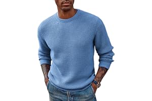 PJ PAUL JONES Mens Crewneck Pullover Sweater Waffle Textured Long Sleeve Knitted Sweaters