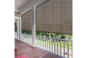 SunnyRoyal Patio Shades Roll Up Outdoor 6' W X 6' L Exterior Roller Shades Roll Up Blinds for Patio Yard Deck Porch Balcony Backyard Brown