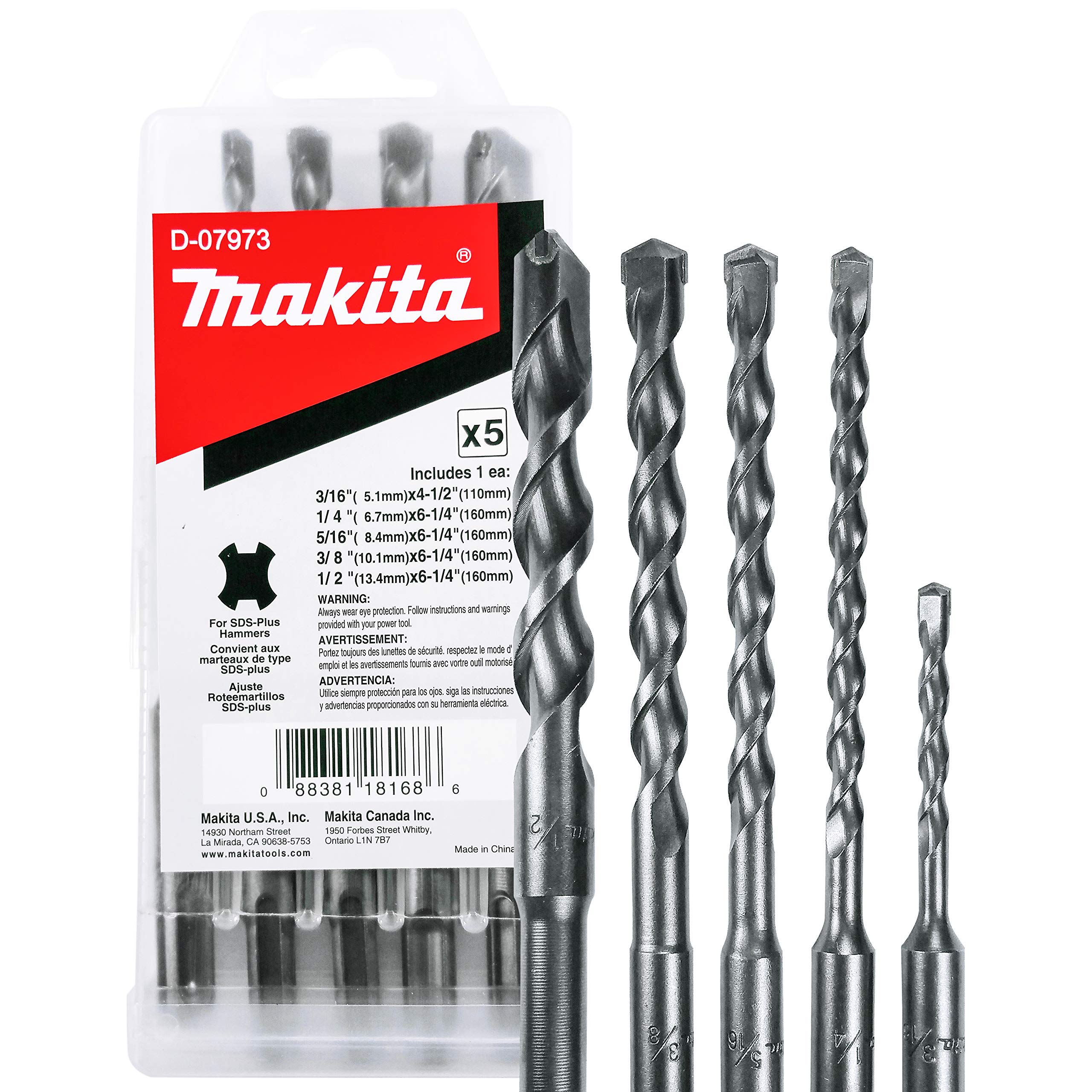 Makita 5 Piece - SDS-Plus Drill Bit Set For